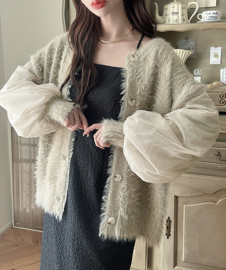 シャギーニットチュールカーディガン | Meiru(メイル)｜公式LOOKBOOK