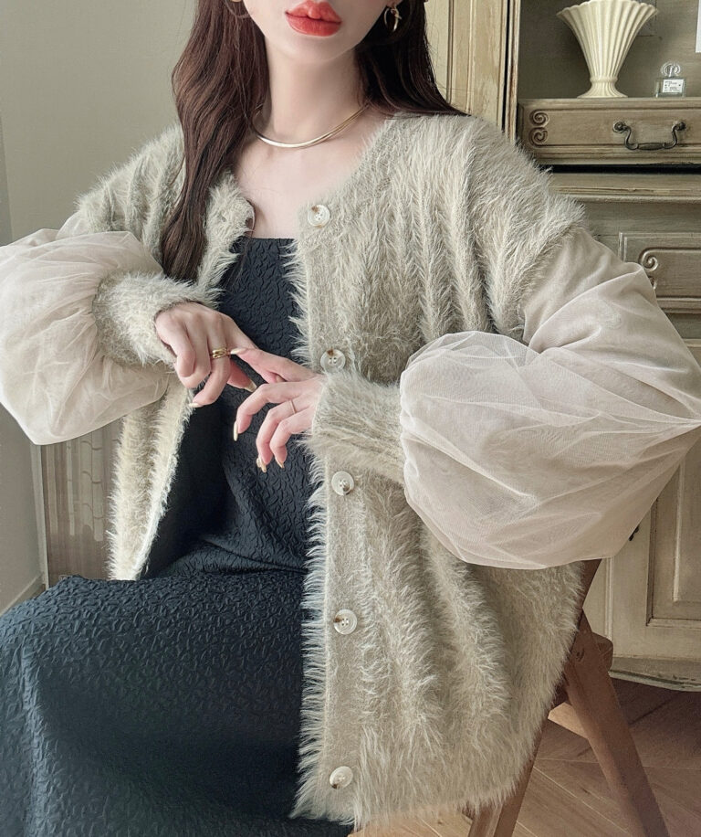 シャギーニットチュールカーディガン | Meiru(メイル)｜公式LOOKBOOK