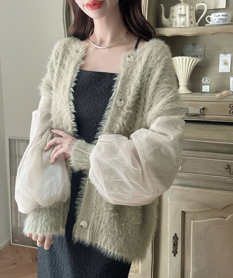 シャギーニットチュールカーディガン | Meiru(メイル)｜公式LOOKBOOK