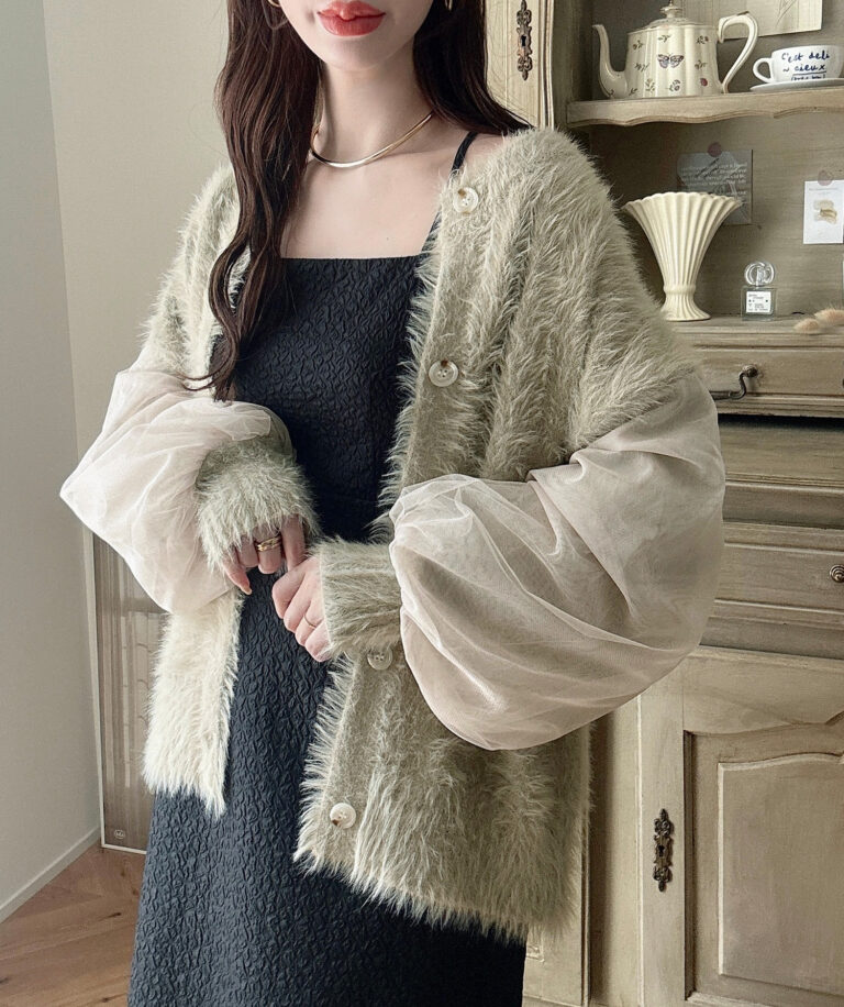 mool lingerie シャギーニットカーディガン 手洗い可】ラメシャギーニットカーデガン（カーディガン/ボレロ