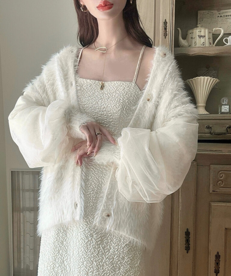 シャギーニットチュールカーディガン | Meiru(メイル)｜公式LOOKBOOK