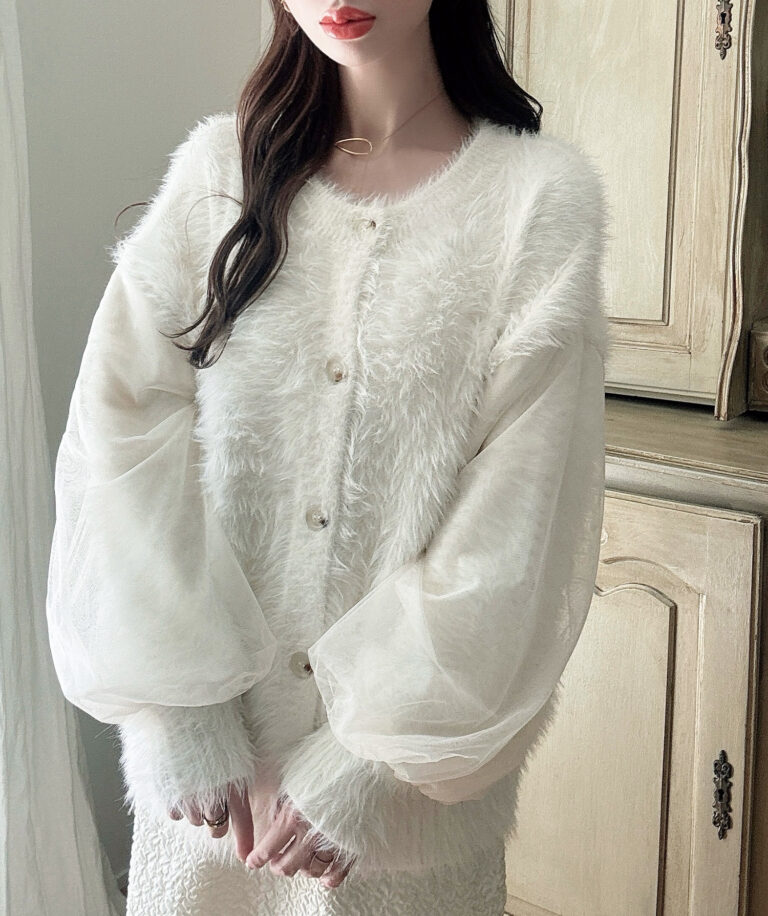 シャギーニットチュールカーディガン | Meiru(メイル)｜公式LOOKBOOK