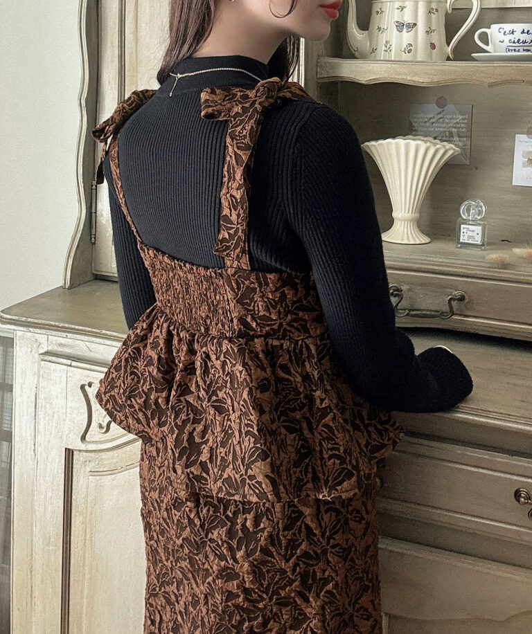 肩リボンジャガードペプラムキャミワンピース | Meiru(メイル)｜公式